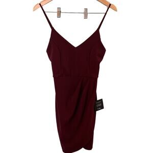 Lulu’s Forever Your Girl V-neck Plum Wrap Bodycon Dress SZ M NEW